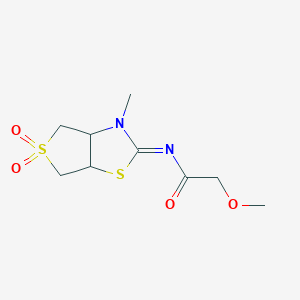 molecular formula C9H14N2O4S2 B12207400 2-methoxy-N-[(2Z)-3-methyl-5,5-dioxidotetrahydrothieno[3,4-d][1,3]thiazol-2(3H)-ylidene]acetamide 