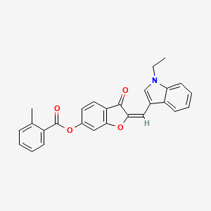 molecular formula C27H21NO4 B12207429 2-[(1-Ethylindol-3-yl)methylene]-3-oxobenzo[3,4-b]furan-6-yl 2-methylbenzoate 