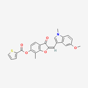 (2E)-2-[(5-methoxy-1-methyl-1H-indol-3-yl)methylidene]-7-methyl-3-oxo-2,3-dihydro-1-benzofuran-6-yl thiophene-2-carboxylate