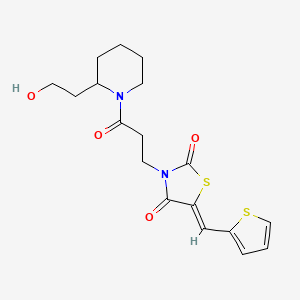 molecular formula C18H22N2O4S2 B12207527 (5Z)-3-{3-[2-(2-hydroxyethyl)piperidin-1-yl]-3-oxopropyl}-5-(thiophen-2-ylmethylidene)-1,3-thiazolidine-2,4-dione 