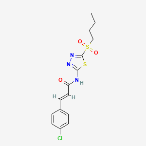 molecular formula C15H16ClN3O3S2 B12207537 (2E)-N-[(2E)-5-(butylsulfonyl)-1,3,4-thiadiazol-2(3H)-ylidene]-3-(4-chlorophenyl)prop-2-enamide 