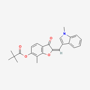 molecular formula C24H23NO4 B12207559 (2E)-7-methyl-2-[(1-methyl-1H-indol-3-yl)methylidene]-3-oxo-2,3-dihydro-1-benzofuran-6-yl 2,2-dimethylpropanoate 