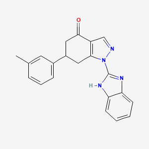 molecular formula C21H18N4O B12207561 1-(1H-benzimidazol-2-yl)-6-(3-methylphenyl)-1,5,6,7-tetrahydro-4H-indazol-4-one 