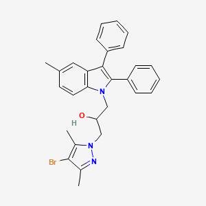 molecular formula C29H28BrN3O B12207565 1-(4-Bromo-3,5-dimethyl-pyrazol-1-yl)-3-(5-methyl-2,3-diphenyl-indol-1-yl)-propan-2-ol 