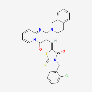 3-{(Z)-[3-(2-chlorobenzyl)-4-oxo-2-thioxo-1,3-thiazolidin-5-ylidene]methyl}-2-(3,4-dihydroisoquinolin-2(1H)-yl)-4H-pyrido[1,2-a]pyrimidin-4-one