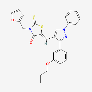 (5Z)-3-(furan-2-ylmethyl)-5-{[1-phenyl-3-(3-propoxyphenyl)-1H-pyrazol-4-yl]methylidene}-2-thioxo-1,3-thiazolidin-4-one