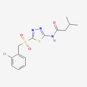 N-(5-((2-chlorobenzyl)sulfonyl)-1,3,4-thiadiazol-2-yl)-3-methylbutanamide