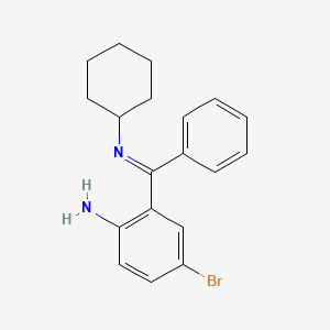 molecular formula C19H21BrN2 B12207640 4-bromo-2-[(E)-(cyclohexylimino)(phenyl)methyl]aniline 