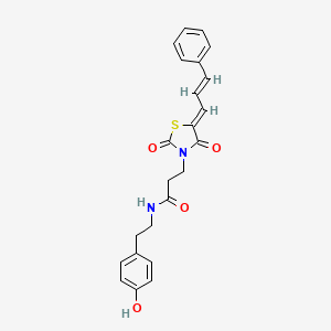 3-{(5Z)-2,4-dioxo-5-[(2E)-3-phenylprop-2-en-1-ylidene]-1,3-thiazolidin-3-yl}-N-[2-(4-hydroxyphenyl)ethyl]propanamide