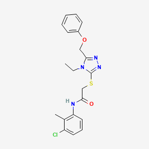 molecular formula C20H21ClN4O2S B12207659 N-(3-chloro-2-methylphenyl)-2-{[4-ethyl-5-(phenoxymethyl)-4H-1,2,4-triazol-3-yl]sulfanyl}acetamide 