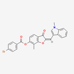 (2E)-7-methyl-2-[(1-methyl-1H-indol-3-yl)methylidene]-3-oxo-2,3-dihydro-1-benzofuran-6-yl 4-bromobenzoate