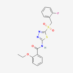 molecular formula C18H16FN3O4S2 B12207728 2-ethoxy-N-[(2Z)-5-[(2-fluorobenzyl)sulfonyl]-1,3,4-thiadiazol-2(3H)-ylidene]benzamide 