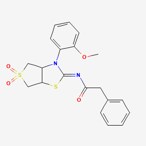 N-[(2Z)-3-(2-methoxyphenyl)-5,5-dioxidotetrahydrothieno[3,4-d][1,3]thiazol-2(3H)-ylidene]-2-phenylacetamide