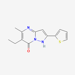 molecular formula C13H13N3OS B1220777 6-乙基-5-甲基-2-噻吩-2-基-1H-吡唑并[1,5-a]嘧啶-7-酮 
