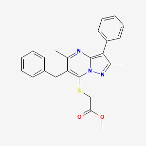 Methyl [(6-benzyl-2,5-dimethyl-3-phenylpyrazolo[1,5-a]pyrimidin-7-yl)sulfanyl]acetate