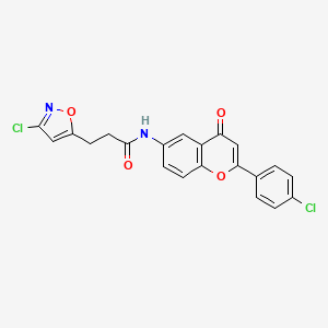 3-(3-chloro-1,2-oxazol-5-yl)-N-[2-(4-chlorophenyl)-4-oxo-4H-chromen-6-yl]propanamide