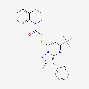 2-[(5-tert-butyl-2-methyl-3-phenylpyrazolo[1,5-a]pyrimidin-7-yl)sulfanyl]-1-(3,4-dihydroquinolin-1(2H)-yl)ethanone