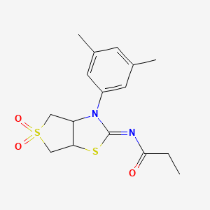 N-[(2Z)-3-(3,5-dimethylphenyl)-5,5-dioxidotetrahydrothieno[3,4-d][1,3]thiazol-2(3H)-ylidene]propanamide