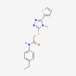 molecular formula C17H18N4OS2 B12207853 N-(4-ethylphenyl)-2-{[4-methyl-5-(thiophen-2-yl)-4H-1,2,4-triazol-3-yl]sulfanyl}acetamide 