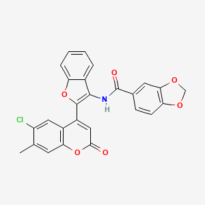 N-[2-(6-chloro-7-methyl-2-oxo-2H-chromen-4-yl)-1-benzofuran-3-yl]-1,3-benzodioxole-5-carboxamide