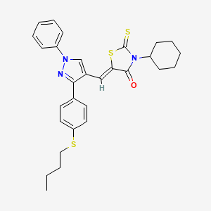 (5Z)-5-({3-[4-(butylsulfanyl)phenyl]-1-phenyl-1H-pyrazol-4-yl}methylidene)-3-cyclohexyl-2-thioxo-1,3-thiazolidin-4-one