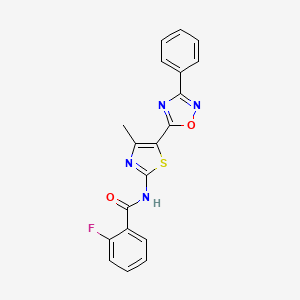 2-fluoro-N-[(2E)-4-methyl-5-(3-phenyl-1,2,4-oxadiazol-5-yl)-1,3-thiazol-2(3H)-ylidene]benzamide