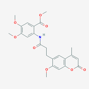 molecular formula C24H25NO8 B12207957 methyl 4,5-dimethoxy-2-{[3-(7-methoxy-4-methyl-2-oxo-2H-chromen-6-yl)propanoyl]amino}benzoate 