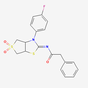 N-[(2Z)-3-(4-fluorophenyl)-5,5-dioxidotetrahydrothieno[3,4-d][1,3]thiazol-2(3H)-ylidene]-2-phenylacetamide