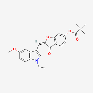 molecular formula C25H25NO5 B12207973 (2E)-2-[(1-ethyl-5-methoxy-1H-indol-3-yl)methylidene]-3-oxo-2,3-dihydro-1-benzofuran-6-yl 2,2-dimethylpropanoate 