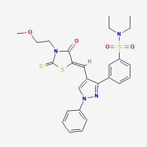 N,N-diethyl-3-(4-{(Z)-[3-(2-methoxyethyl)-4-oxo-2-thioxo-1,3-thiazolidin-5-ylidene]methyl}-1-phenyl-1H-pyrazol-3-yl)benzenesulfonamide