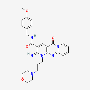 6-imino-N-[(4-methoxyphenyl)methyl]-7-(3-morpholin-4-ylpropyl)-2-oxo-1,7,9-triazatricyclo[8.4.0.03,8]tetradeca-3(8),4,9,11,13-pentaene-5-carboxamide