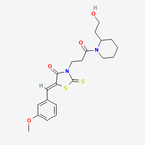 3-{3-[2-(2-Hydroxyethyl)piperidyl]-3-oxopropyl}-5-[(3-methoxyphenyl)methylene]-2-thioxo-1,3-thiazolidin-4-one