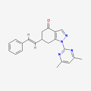 1-(4,6-dimethylpyrimidin-2-yl)-6-[(E)-2-phenylethenyl]-1,5,6,7-tetrahydro-4H-indazol-4-one