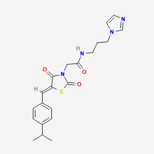 2-{(5Z)-2,4-dioxo-5-[4-(propan-2-yl)benzylidene]-1,3-thiazolidin-3-yl}-N-[3-(1H-imidazol-1-yl)propyl]acetamide