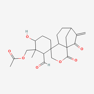 molecular formula C22H28O7 B1220819 （2'-甲酰基-6'-羟基-1'-甲基-10-亚甲基-2,11-二氧代螺[3-氧杂三环[7.2.1.01,6]十二烷-5,3'-环己烷]-1'-基）甲基乙酸酯 