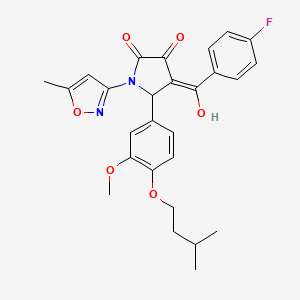 (4E)-4-[(4-fluorophenyl)(hydroxy)methylidene]-5-[3-methoxy-4-(3-methylbutoxy)phenyl]-1-(5-methyl-1,2-oxazol-3-yl)pyrrolidine-2,3-dione