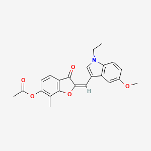 molecular formula C23H21NO5 B12208210 (2E)-2-[(1-ethyl-5-methoxy-1H-indol-3-yl)methylidene]-7-methyl-3-oxo-2,3-dihydro-1-benzofuran-6-yl acetate 