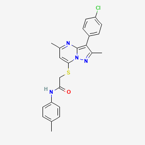 2-{[3-(4-chlorophenyl)-2,5-dimethylpyrazolo[1,5-a]pyrimidin-7-yl]sulfanyl}-N-(4-methylphenyl)acetamide