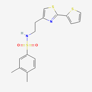 molecular formula C17H18N2O2S3 B12208256 3,4-dimethyl-N-{2-[2-(thiophen-2-yl)-1,3-thiazol-4-yl]ethyl}benzenesulfonamide 