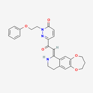 molecular formula C26H25N3O5 B12208275 2-(2-phenoxyethyl)-6-[(2Z)-2-(3,4,9,10-tetrahydro-2H-[1,4]dioxepino[2,3-g]isoquinolin-7(8H)-ylidene)acetyl]pyridazin-3(2H)-one 