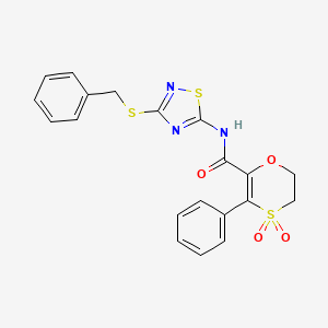 N-[3-(benzylsulfanyl)-1,2,4-thiadiazol-5-yl]-3-phenyl-5,6-dihydro-1,4-oxathiine-2-carboxamide 4,4-dioxide