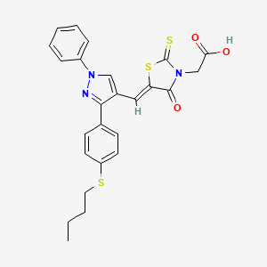 [(5Z)-5-({3-[4-(butylsulfanyl)phenyl]-1-phenyl-1H-pyrazol-4-yl}methylidene)-4-oxo-2-thioxo-1,3-thiazolidin-3-yl]acetic acid