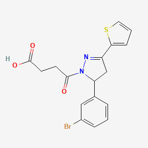 molecular formula C17H15BrN2O3S B12208381 4-[5-(3-bromophenyl)-3-(thiophen-2-yl)-4,5-dihydro-1H-pyrazol-1-yl]-4-oxobutanoic acid 