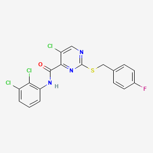 molecular formula C18H11Cl3FN3OS B12208404 5-chloro-N-(2,3-dichlorophenyl)-2-[(4-fluorobenzyl)sulfanyl]pyrimidine-4-carboxamide 