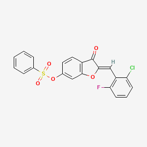 (2Z)-2-(2-chloro-6-fluorobenzylidene)-3-oxo-2,3-dihydro-1-benzofuran-6-yl benzenesulfonate