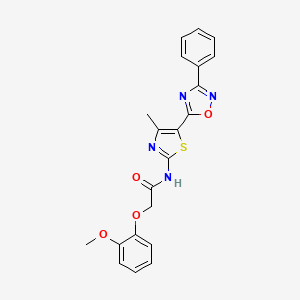 2-(2-methoxyphenoxy)-N-[(2E)-4-methyl-5-(3-phenyl-1,2,4-oxadiazol-5-yl)-1,3-thiazol-2(3H)-ylidene]acetamide