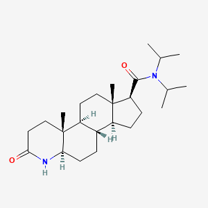 molecular formula C25H42N2O2 B1220844 (1S,3aS,3bS,5aR,9aR,9bS,11aS)-9a,11a-dimethyl-7-oxo-N,N-di(propan-2-yl)-1,2,3,3a,3b,4,5,5a,6,8,9,9b,10,11-tetradecahydroindeno[5,4-f]quinoline-1-carboxamide CAS No. 89631-79-8