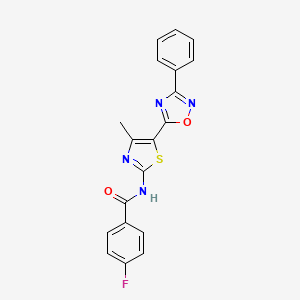 4-fluoro-N-[(2E)-4-methyl-5-(3-phenyl-1,2,4-oxadiazol-5-yl)-1,3-thiazol-2(3H)-ylidene]benzamide