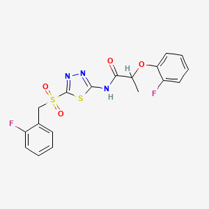 N-(5-((2-fluorobenzyl)sulfonyl)-1,3,4-thiadiazol-2-yl)-2-(2-fluorophenoxy)propanamide