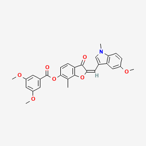 (2E)-2-[(5-methoxy-1-methyl-1H-indol-3-yl)methylidene]-7-methyl-3-oxo-2,3-dihydro-1-benzofuran-6-yl 3,5-dimethoxybenzoate